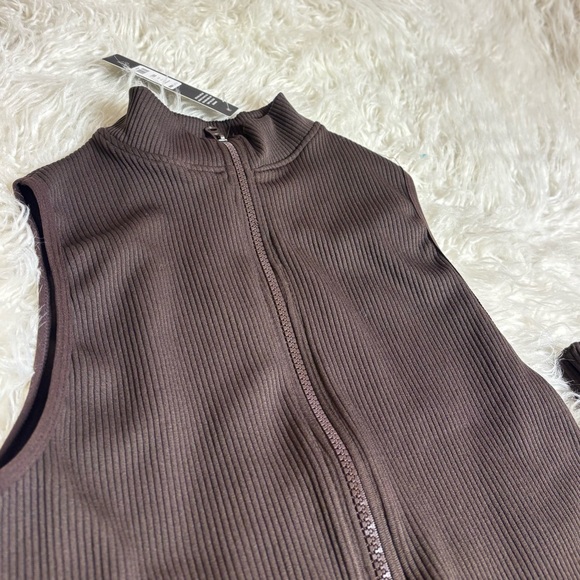 Brown Ribbed Women's Jumpsuit - Picture 6 of 9
